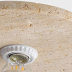 Felu Japandi Travertine Wood Semi Flush Mount Ceiling Light - Lumovique