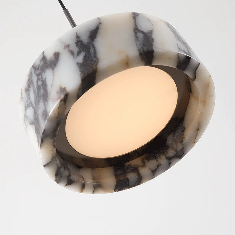 Rulen Japandi Marble Drum Pendant Light - Lumovique