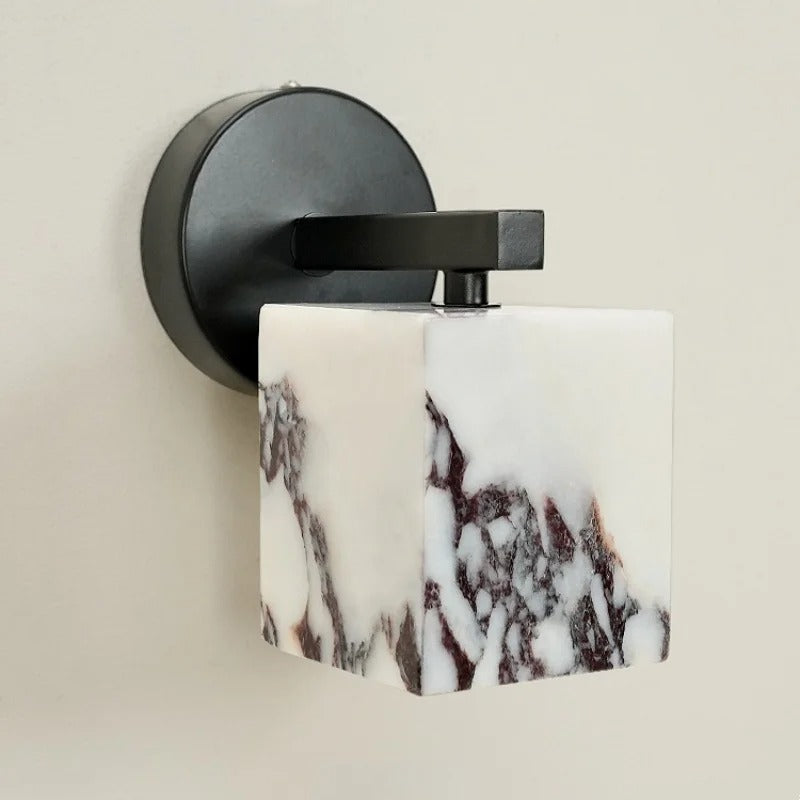 Marno Japandi Marble Cube Wall Sconce - Lumovique