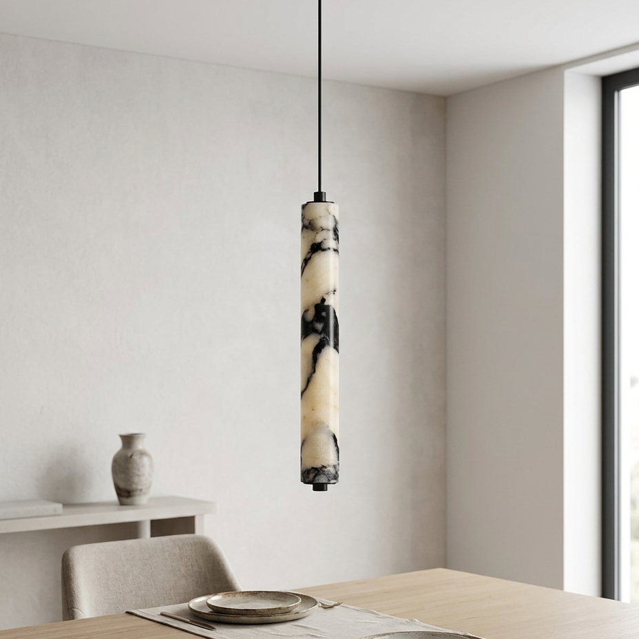 Kestu Minimalist Marble Cylinder Pendant Light - Lumovique