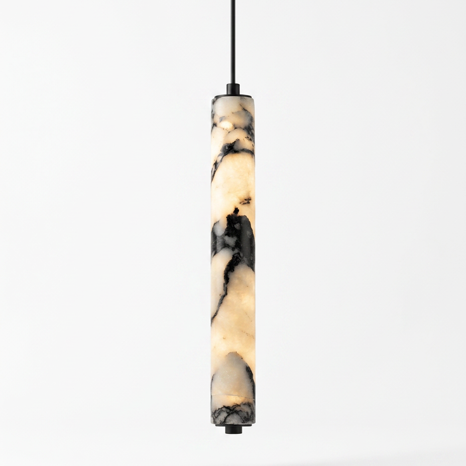 Kestu Minimalist Marble Cylinder Pendant Light - Lumovique