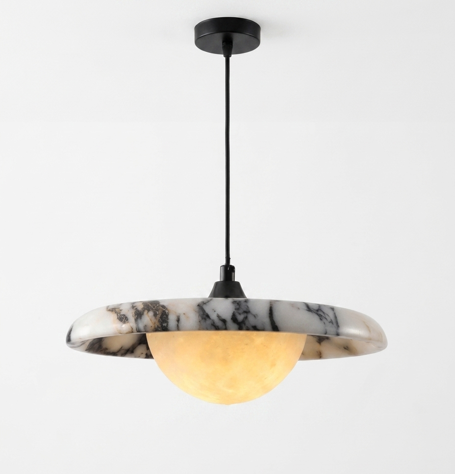 Mistu Japandi Marble Disc Pendant Light - Lumovique