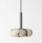 Tulen Minimalist White Marble Disc Pendant Light - Lumovique