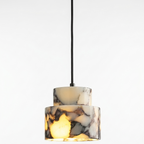 Selno Art Deco Marble Stepped Cylinder Pendant Light - Lumovique