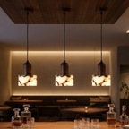 Larno Japandi Marble Wood Cylinder Pendant Light - Lumovique
