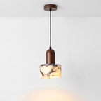 Larno Japandi Marble Wood Cylinder Pendant Light - Lumovique