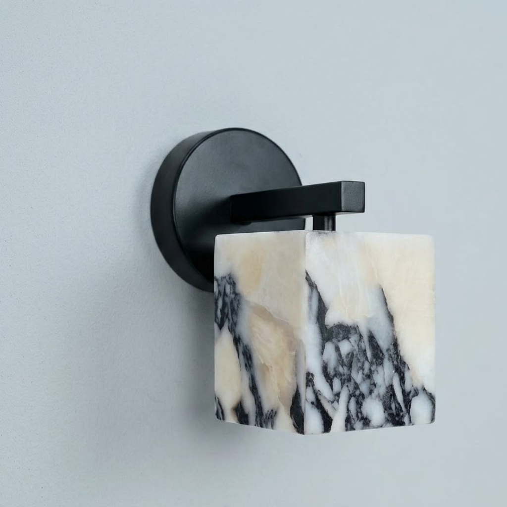 Marno Japandi Marble Cube Wall Sconce - Lumovique