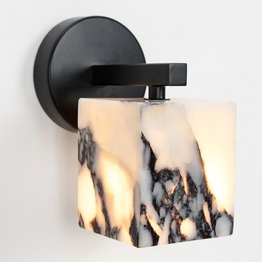 Marno Japandi Marble Cube Wall Sconce - Lumovique