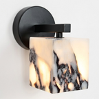 Marno Japandi Marble Cube Wall Sconce - Lumovique