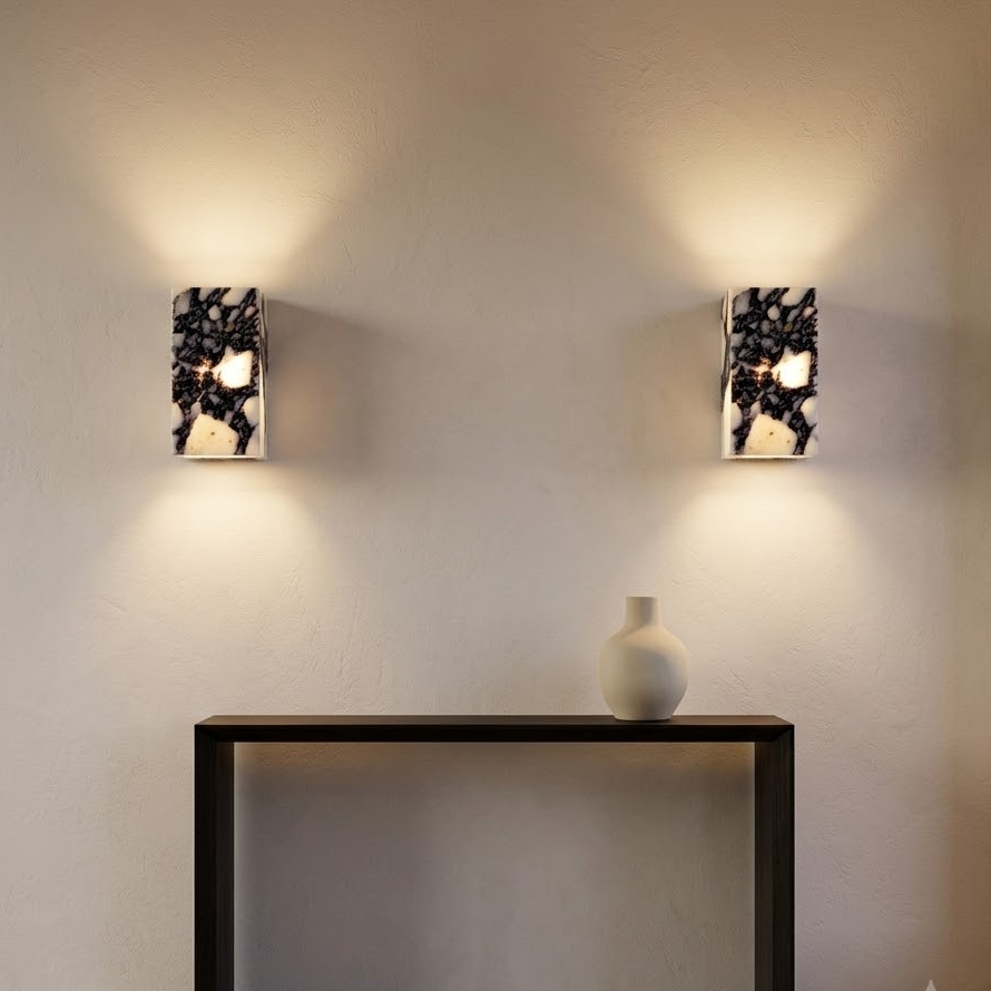 Neltu Italian Calacatta Viola Marble Wall Sconce - Lumovique