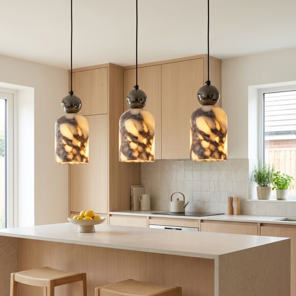 Nimlo Mid Century Marble Dome Pendant Light - Lumovique