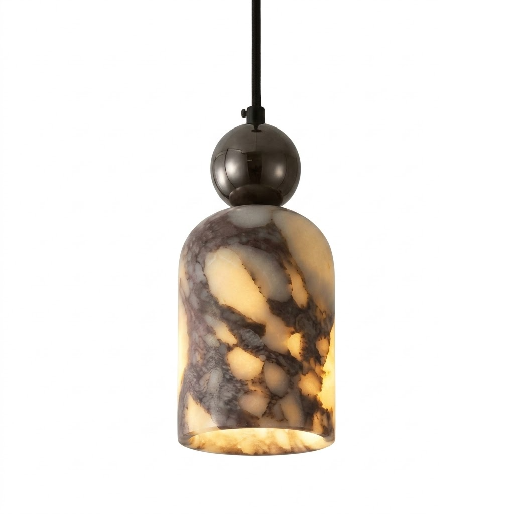Nimlo Mid Century Marble Dome Pendant Light - Lumovique