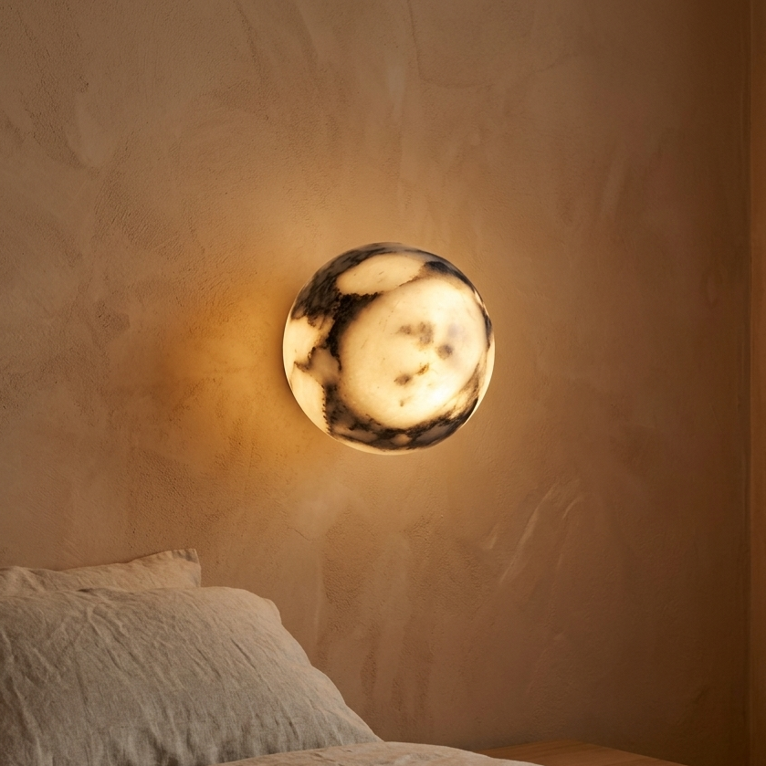 Ronsu Minimalist Marble Globe Wall Sconce - Lumovique