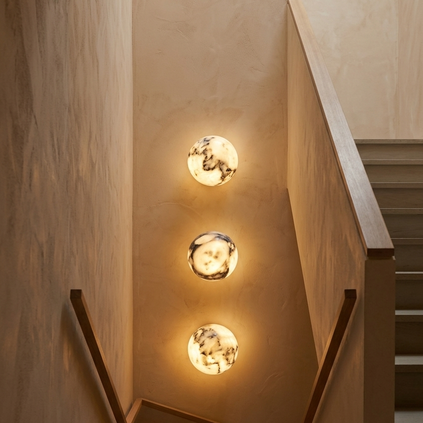 Ronsu Minimalist Marble Globe Wall Sconce - Lumovique