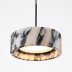 Rulen Japandi Marble Drum Pendant Light - Lumovique