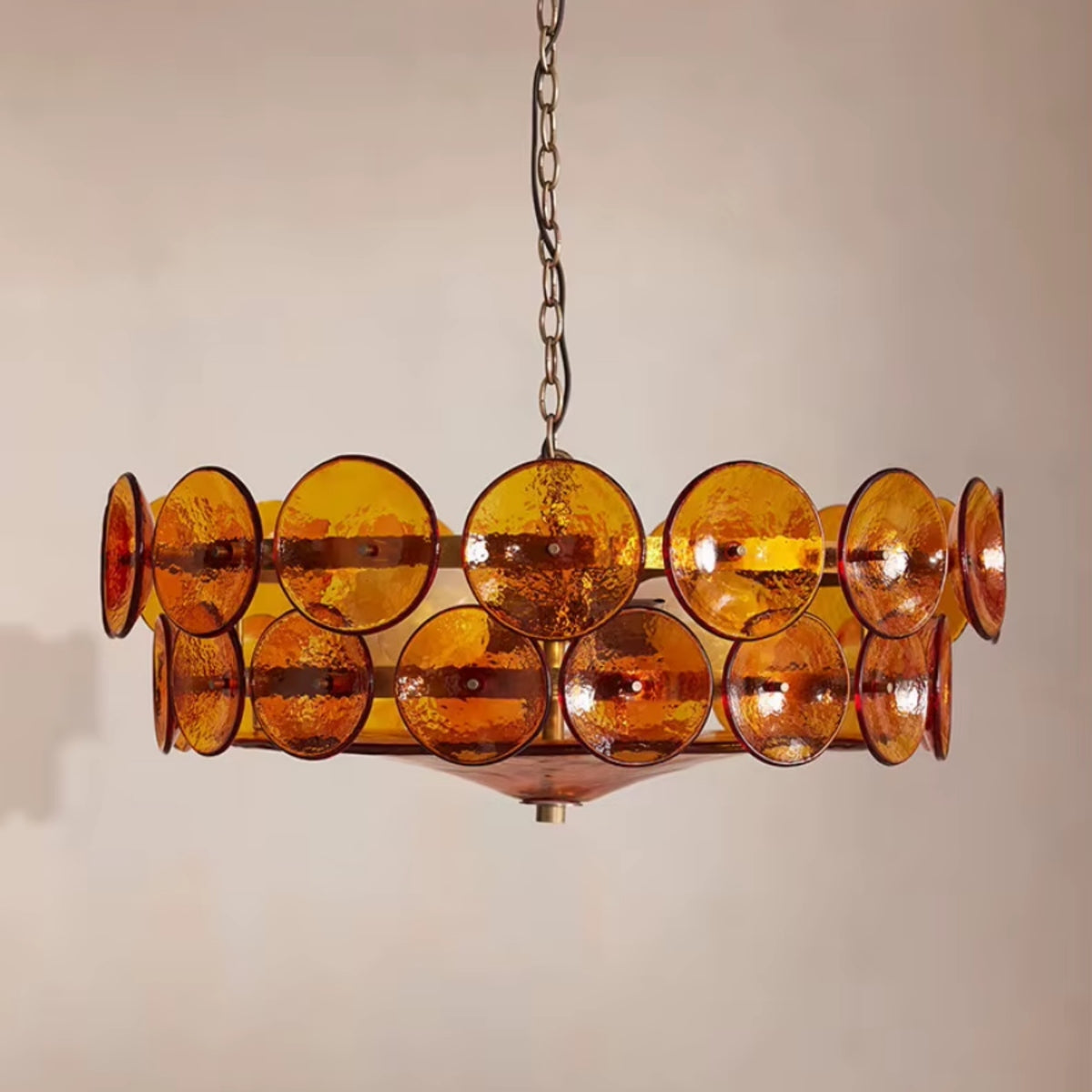 Ryno Mid Century Stained Glass Disc Chandelier - Lumovique