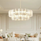 Zilo Minimalist Ribbed Tiered Drum Chandelier - Lumovique