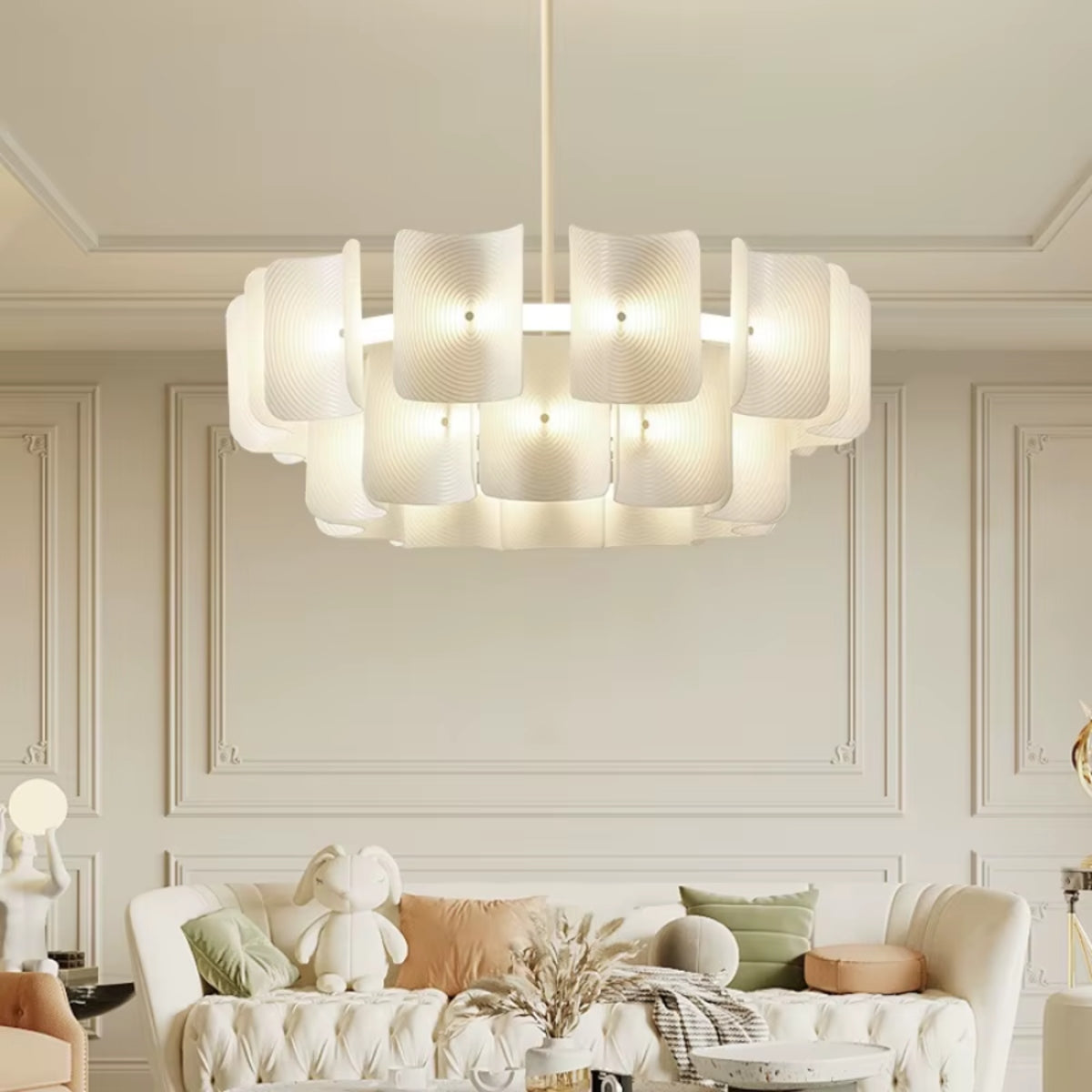 Zilo Minimalist Ribbed Tiered Drum Chandelier - Lumovique