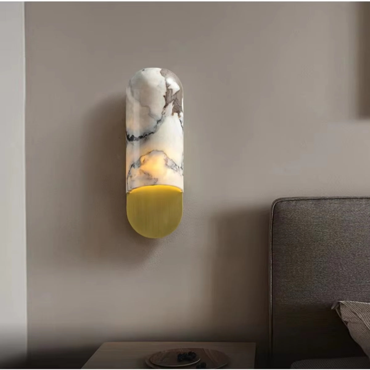 Dero Minimalist Marble Capsule Wall Sconce - Lumovique