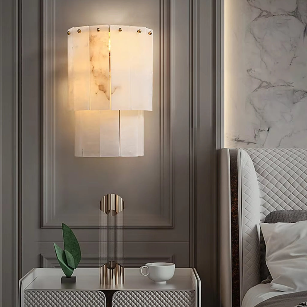Zorin Spanish Alabaster Curved Wall Sconce - Lumovique
