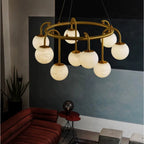 Cazen Mid Century Alabaster Globe Ring Chandelier - Lumovique
