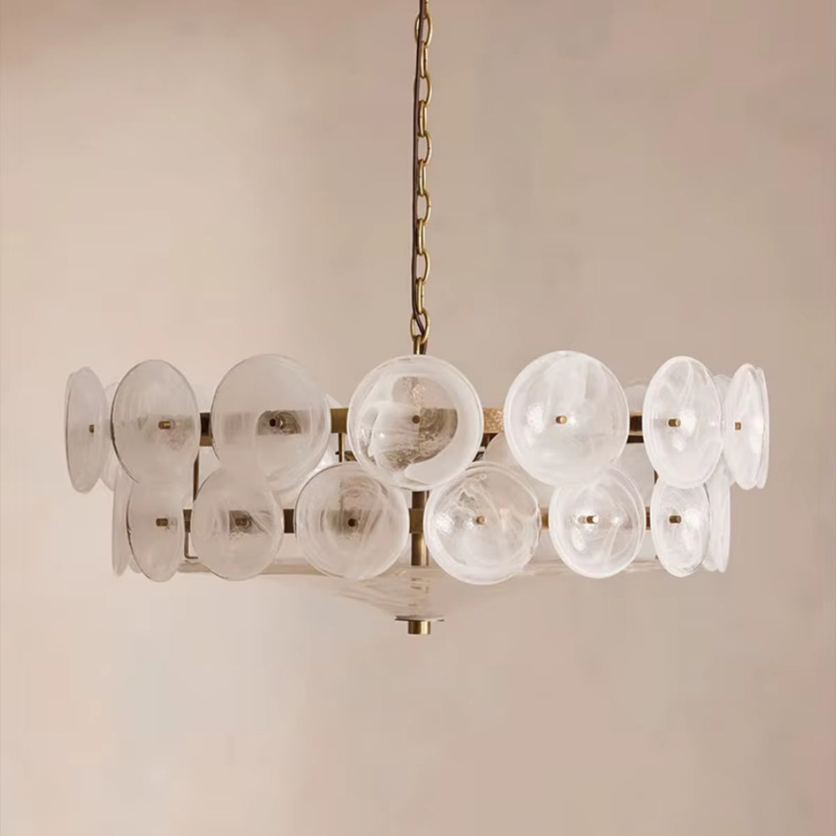 Ryno Mid Century Stained Glass Disc Chandelier - Lumovique