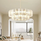 Zilo Minimalist Ribbed Tiered Drum Chandelier - Lumovique