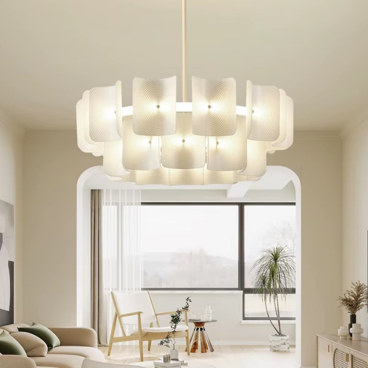 Zilo Minimalist Ribbed Tiered Drum Chandelier - Lumovique