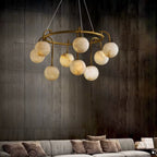 Cazen Mid Century Alabaster Globe Ring Chandelier - Lumovique