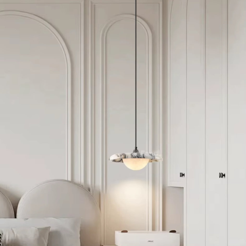 Mistu Japandi Marble Disc Pendant Light - Lumovique
