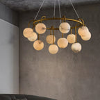 Cazen Mid Century Alabaster Globe Ring Chandelier - Lumovique