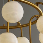 Cazen Mid Century Alabaster Globe Ring Chandelier - Lumovique