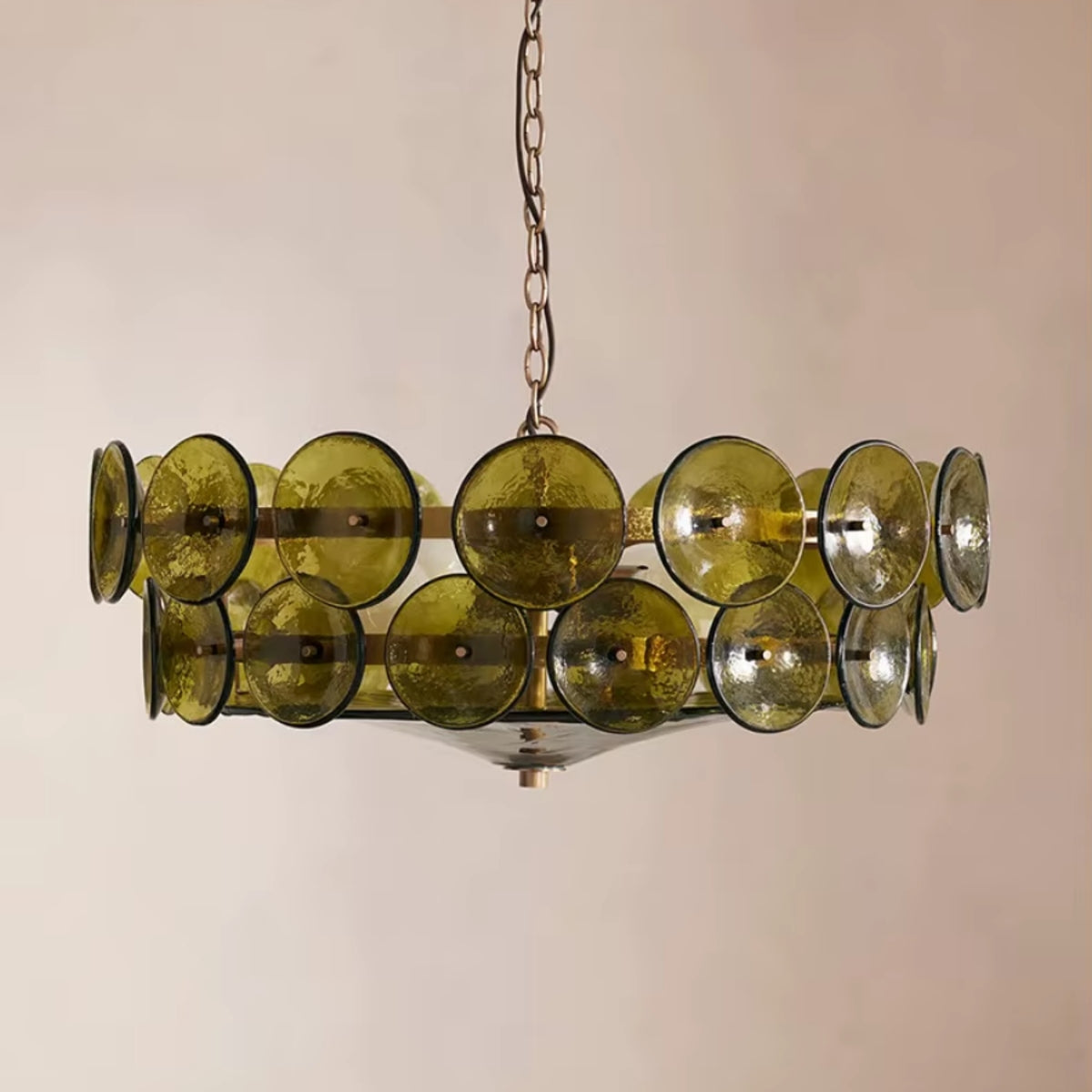 Ryno Mid Century Stained Glass Disc Chandelier - Lumovique