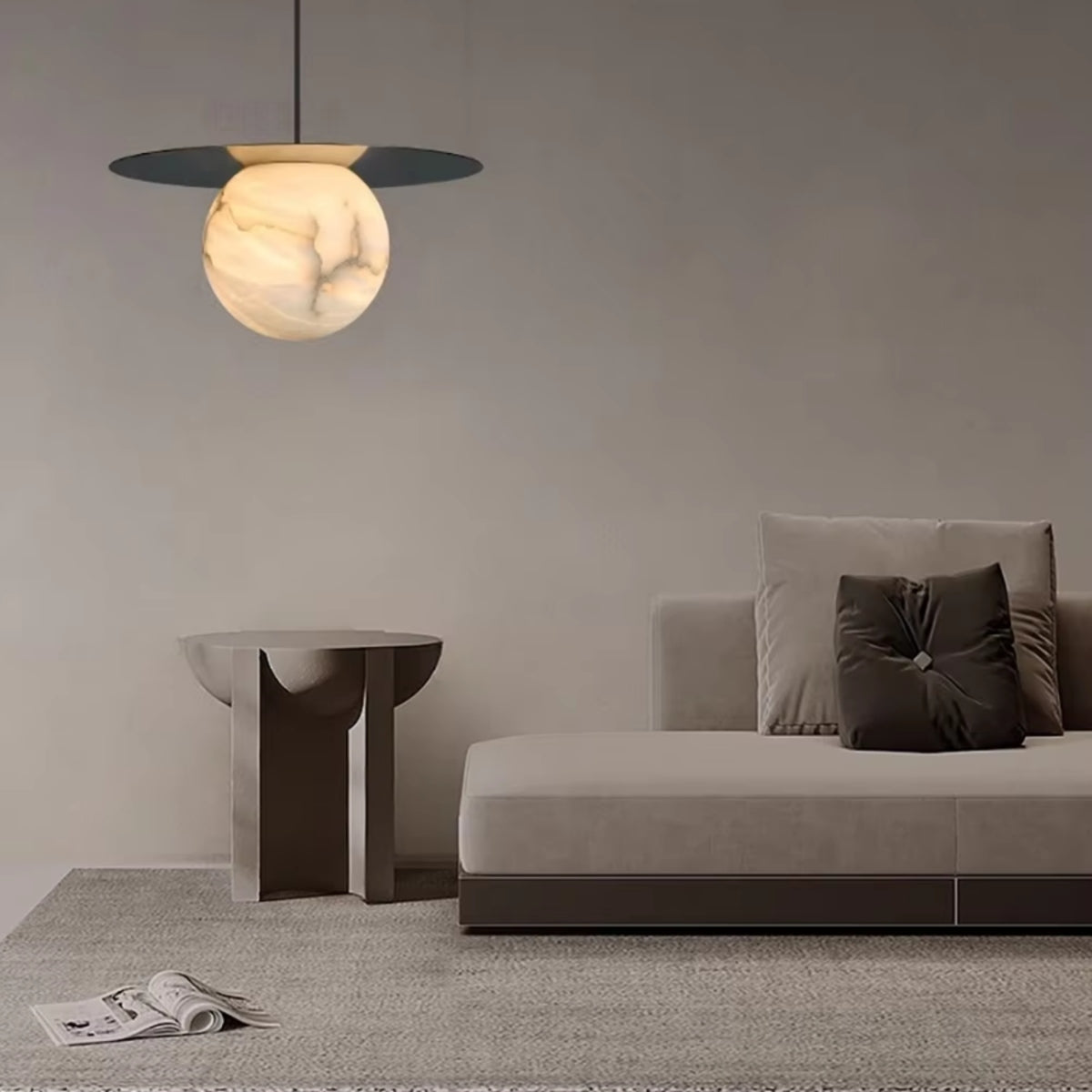 Tezo Japandi Alabaster Globe Pendant Light - Lumovique