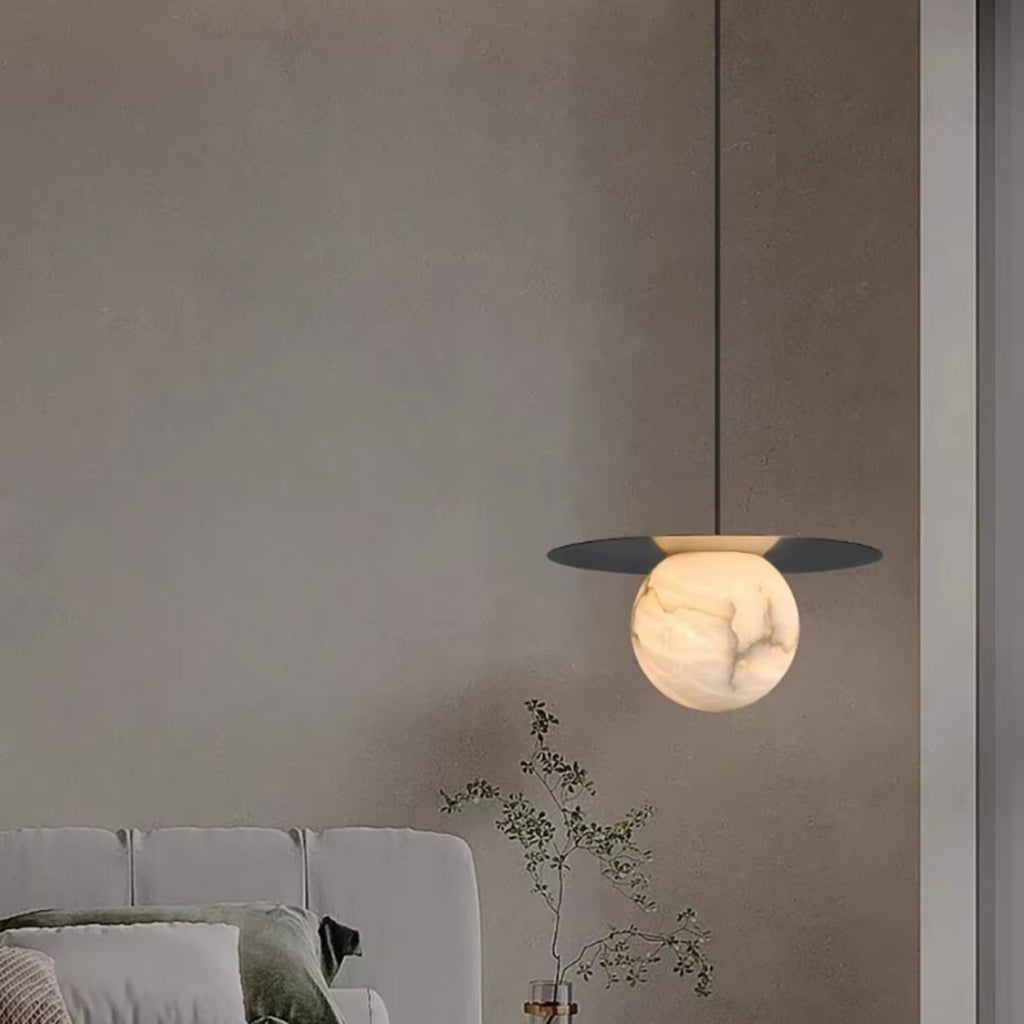 Tezo Japandi Alabaster Globe Pendant Light - Lumovique