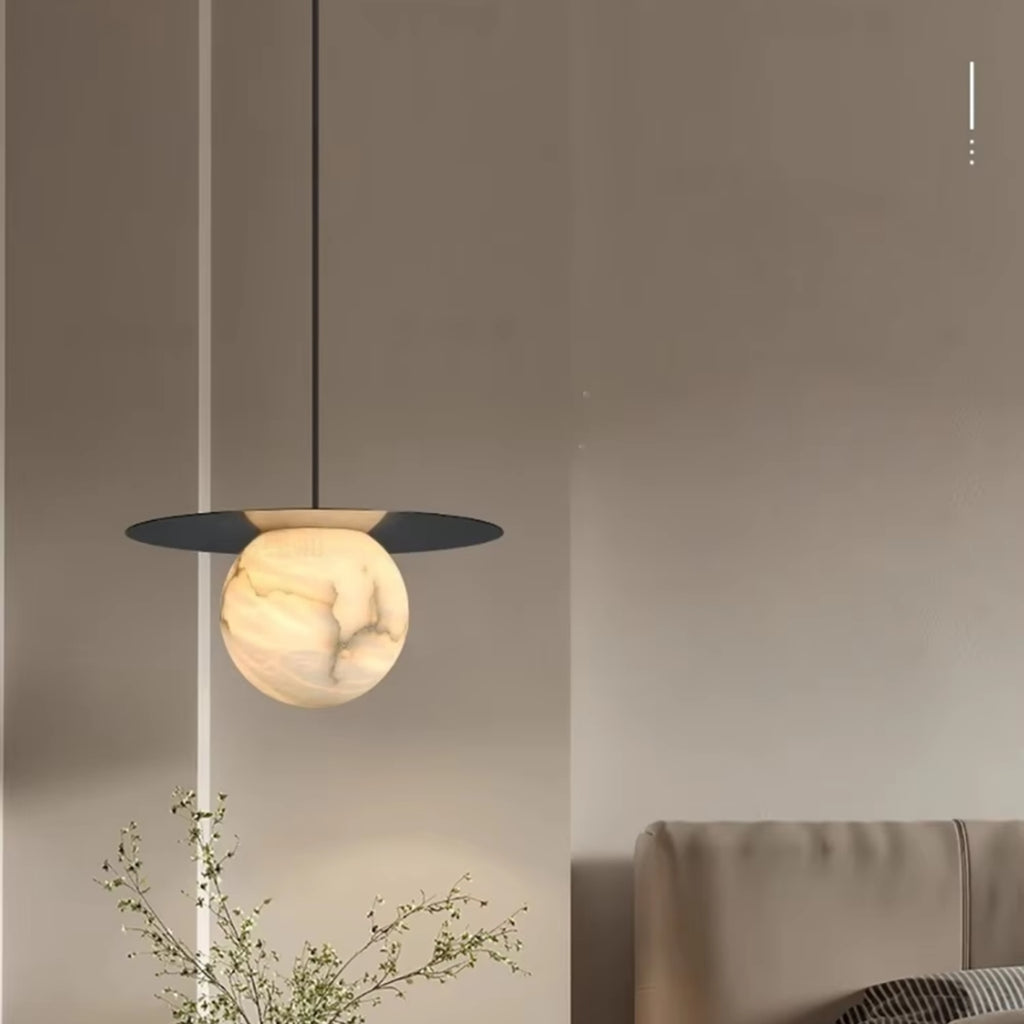Tezo Japandi Alabaster Globe Pendant Light - Lumovique