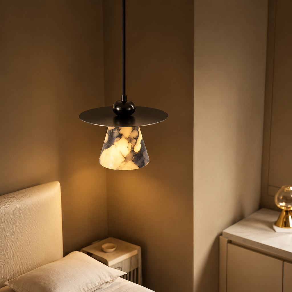 Orve Minimalist Marble Cone Pendant Light - Lumovique