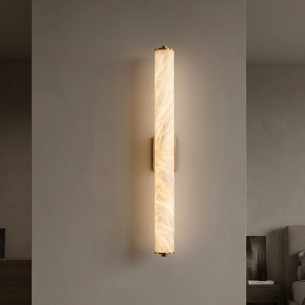 Suleo Mid Century Alabaster Tube Wall Sconce - Lumovique