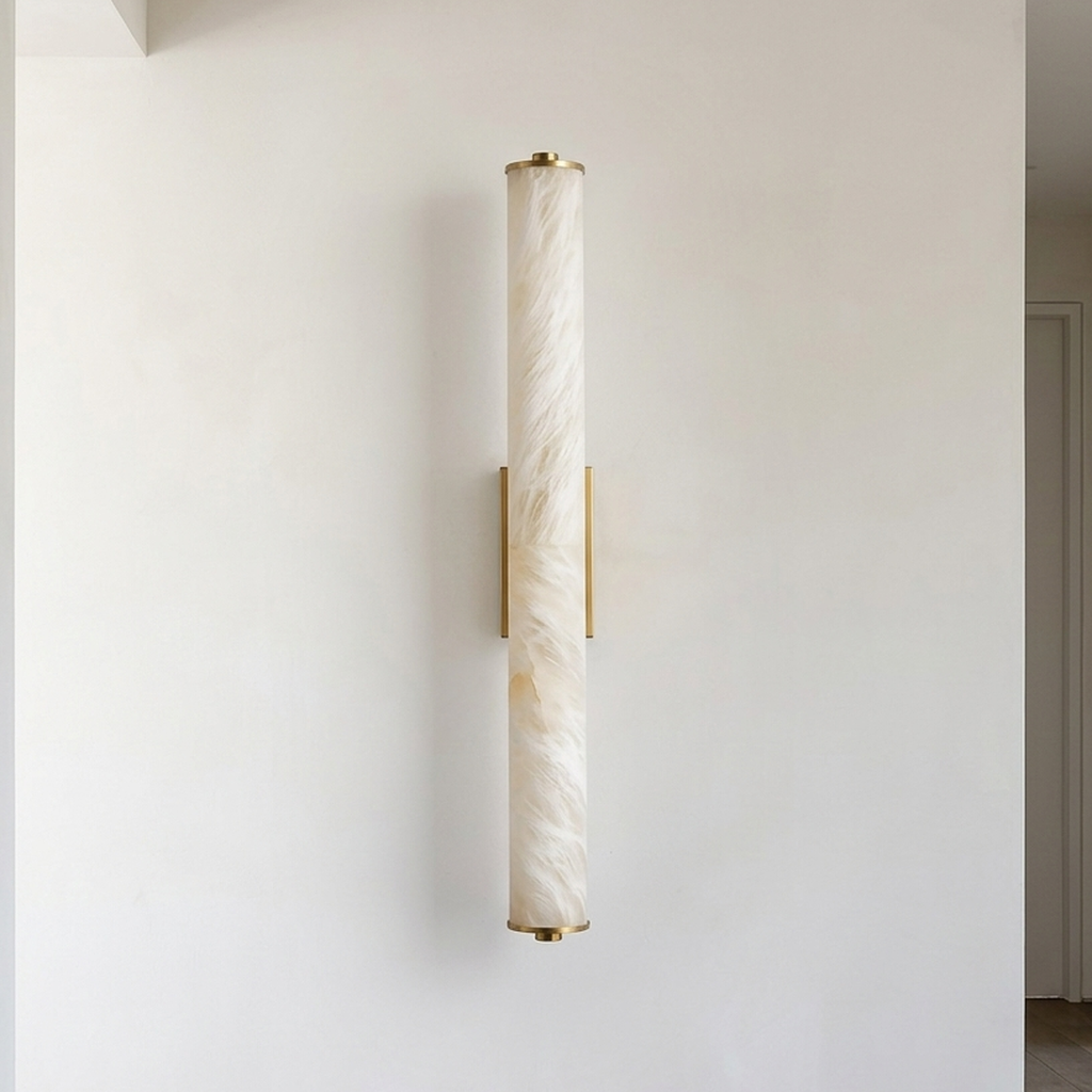 Suleo Mid Century Alabaster Tube Wall Sconce - Lumovique