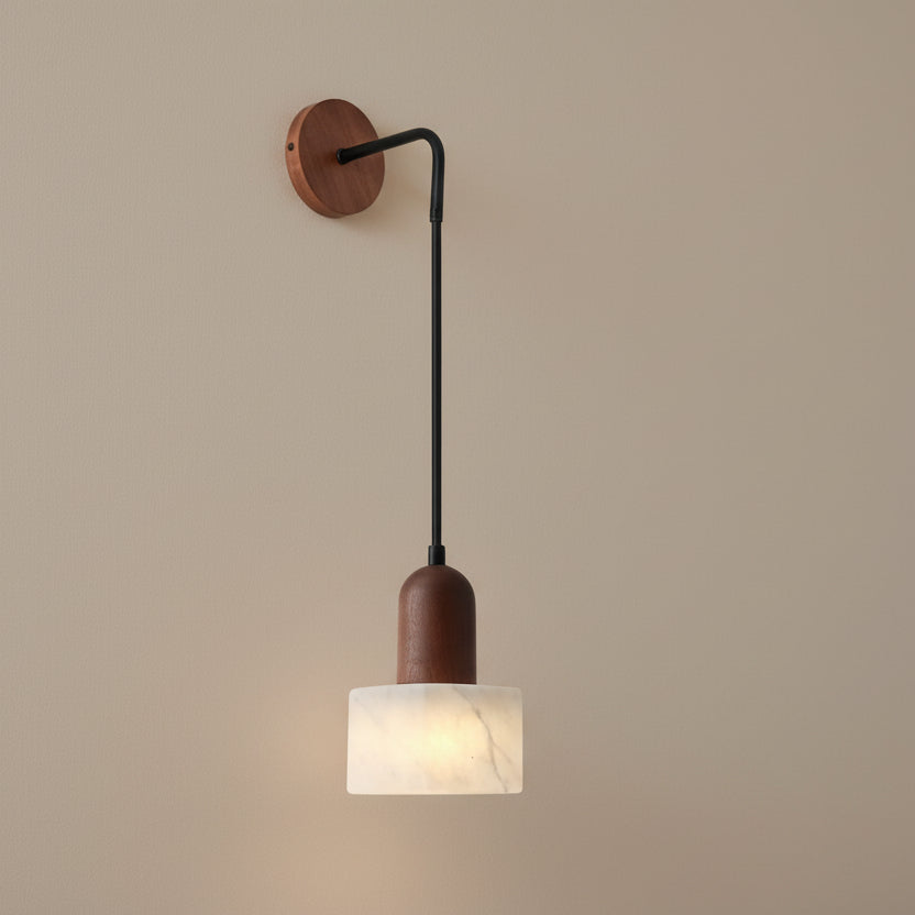 Kyro Japandi Alabaster Wood Hanging Wall Sconce - Lumovique