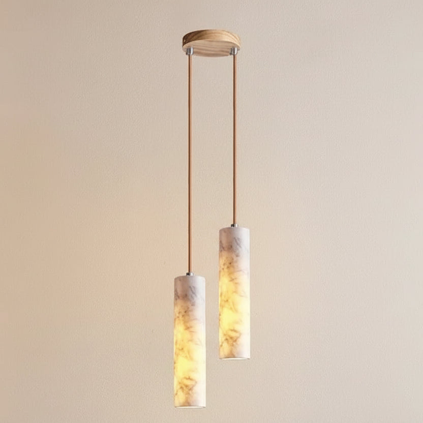 Zora Japandi Alabaster Long Tube Pendant Light - Lumovique