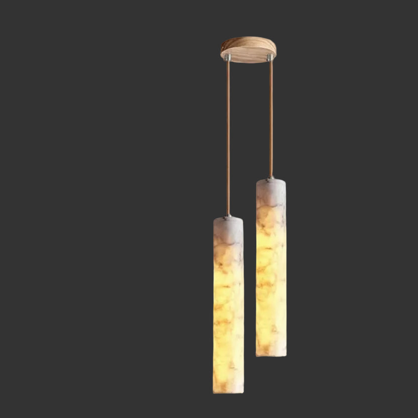 Zora Japandi Alabaster Long Tube Pendant Light - Lumovique